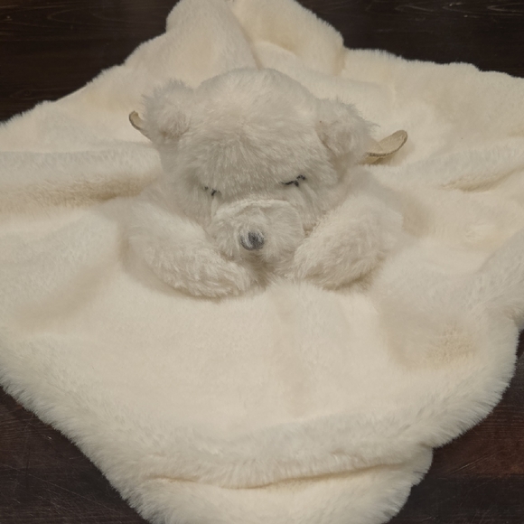Mud Pie Other - Mud Pie Cream Faux Fur Angel Bear Security Blanket Lovie - "Now I Lay Me Down To